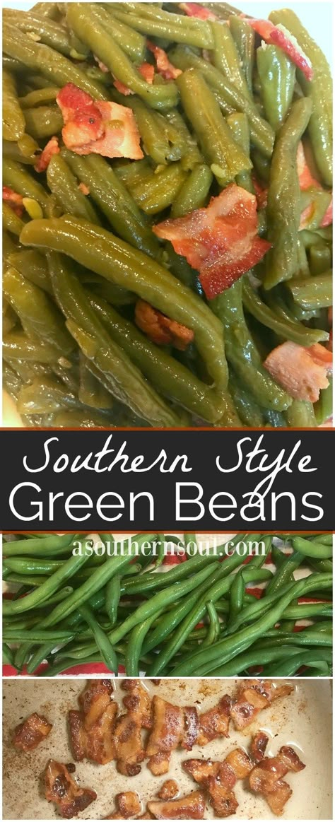 Southern Green Bean Recipes, Side Meals, Fresh Green Bean Recipes, Southern Style Green Beans, Smothered Green Beans, Southern Green Beans, Cooking Fresh Green Beans, Sunday Meals, Southern Greens