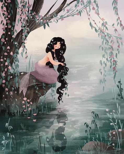 Stephanie Marie (@artofstephaniemarie) • Instagram-foto's en -video's Lagoon Illustration, Mermaids Illustration, Mermaid Illustration Art, Freshwater Mermaid, Mermaids Art, Fat Mermaid, Little Mermaid Wallpaper, Mermaid Wallpaper, Pretty Mermaids