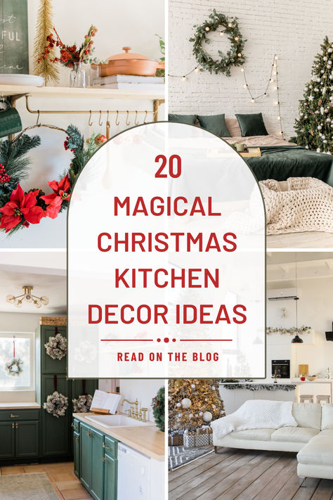 Festive & Fab:🎄 Give your kitchen a merry makeover! These 20+ Christmas kitchen decor ideas will fill your home with holiday spirit. Perfect for cozy gatherings! 🎅 Kitchen Decor Christmas Ideas, Country Kitchen Christmas Decor, Kitchen Christmas Trees, Decorating The Kitchen For Christmas, Christmas Kitchen Wall Decor, Kitchen Holiday Decorating Ideas, Kitchen Christmas Ideas, Above Kitchen Cabinet Christmas Decor, Kitchen Holiday Decor