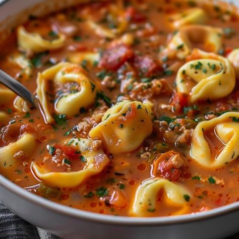 Avani Recipes | 🍅 Slow Cooker Tomato Tortellini Soup | Facebook Slow Cooker Tomato Tortellini Soup, Crockpot Chicken Tortellini Soup, Lunch Crockpot Recipes, Crockpot Chicken Tortellini, Avani Recipes, Lunch Crockpot, Chicken Soup Recipes Crockpot, Slow Cooker Tortellini Soup, Ww 2023