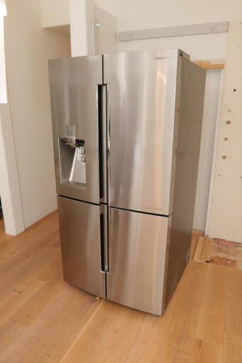 Samsung Chef Collection double door fridge/freezer combo, stainless triple metal cooling model number RF34H9960S4, 36” x 72.5” x 34.5”. Double Door Fridge In Kitchen, Fridge Double Door, Fridge In Kitchen, Samsung French Door Refrigerator, Samsung Double Door Fridge, Lg Fridge Double Door, Double Door Refrigerator Samsung, Double Door Fridge, Samsung 4 Door Flex Refrigerator