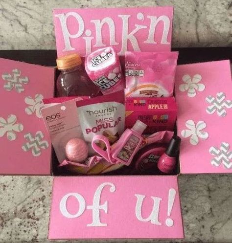 Mother's Day care package ideas: pinkin' of you Secret Sister, Bff Birthday Gift, Care Package Ideas, Bff Birthday, College Care Package, Gift Box Ideas, Package Ideas, Cute Birthday Gift, Cute Gift Ideas