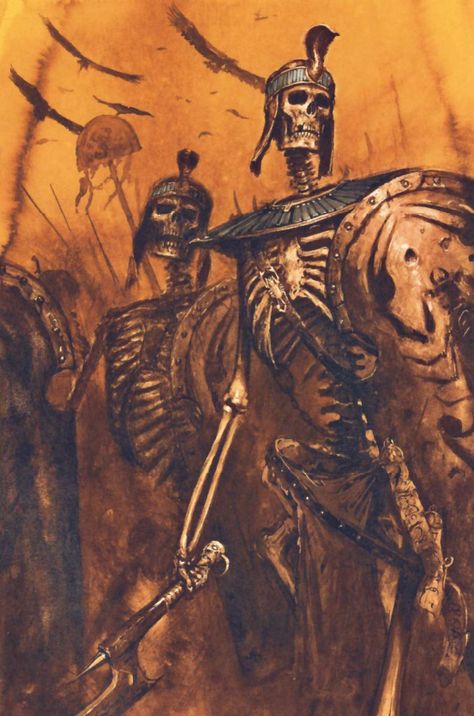 Skeletal Warrior, Warhammer Tomb Kings, Egyptian Army, Skeleton Warrior, Warhammer Fantasy Roleplay, Tomb Kings, Fantasy Battle, Warhammer Art, The Skeleton