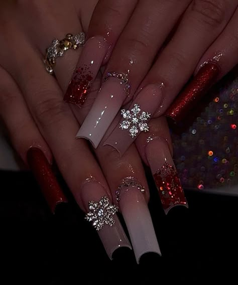 Nail Decoration Ideas, Christmas Nail Art Ideas, Red Christmas Nails, Amazing Nail Art, Cute Acrylic Nail Designs, Glow Nails, Long Acrylic Nails Coffin, All Nails, Acrylic Nails Coffin Pink