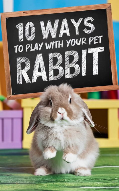 Strengthen the bond with your pet rabbit through playtime - try these 10 engaging ideas today! 🐾💖 #rabbitbonding #bunnyplay #petlove Bunny Enrichment Toys, Activities For Bunnies, Rabbit Yard Ideas, Rabbit Entertainment Ideas, Homemade Bunny Toys, Giant Flemish Rabbit, Bunny Playground, Rabbit Hacks, Flemish Rabbit