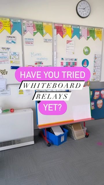 🌈Julia | TEACHER | CREATOR on Instagram: "In case you missed it👇🏼😍 I’d thought I’d reshare one of my favourite ways to engage students and get them moving!👌🏼 Whiteboard relays: ➡️Divide students into teams. ➡️Place a whiteboard and pen a distance away. ➡️Teams work in relay format to write/draw an answer on a board. You can use this activity in so many ways, even for “Back to school” for my US friends (have them brainstorm ice cream flavours or types of sport). Some other ideas: ✔️Odd/even Work White Board Ideas, Teacher In Training, Whiteboard Organization, Relief Teaching Ideas, Classroom Engagement, Unit Rate, Us Friends, Drama Teacher, Class Games