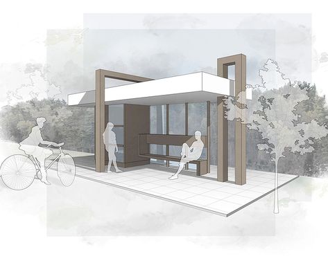 Bus Stop Design, Bus Shelters, Shelter Design, Interior Architecture Drawing, Entrance Gates Design, Revit Architecture, Architecture Design Drawing, Urban Furniture, Architecture Design Concept