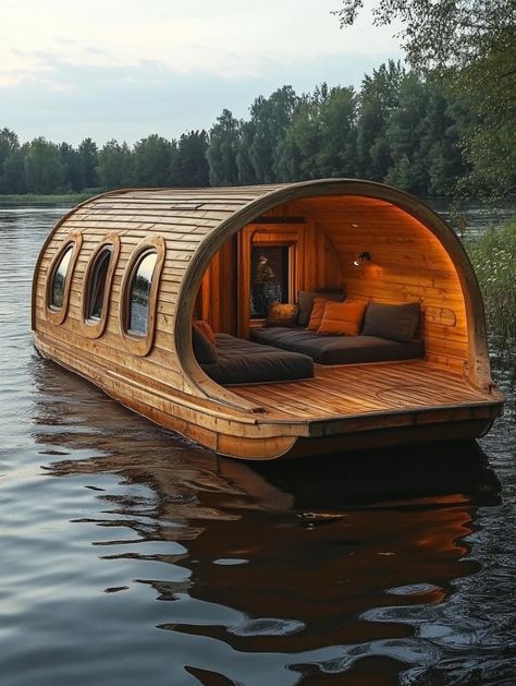 Small Houseboats, Houseboat Living, House Boats, Floating House, Boat House, Tiny House Cabin, Wooden Boats, Tiny House Design, Boat Building