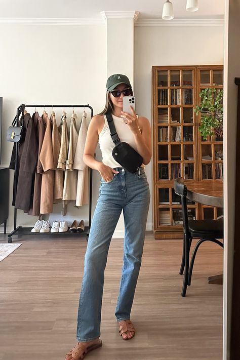 Shop The '90s Straight Jean and other curated products on LTK, the easiest way to shop everything from your favorite creators. 90s Straight Leg Jeans Outfit, Casual Weekend Outfit, Tank Outfit, Weekend Outfit, Sandals For Sale, Jeans For Sale, Designer Sunglasses, Straight Jeans, Outfit Inspo