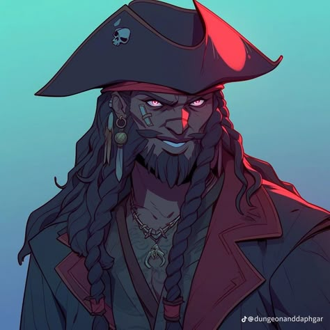 Pirate Dnd Art, Pirate Art Male, Male Pirate Character Design, Dnd Pirate Character Design, Dnd Pirate Art, Pirate Fantasy Art, Orc Pirate, Pirate Character Design, Pirate Vampire