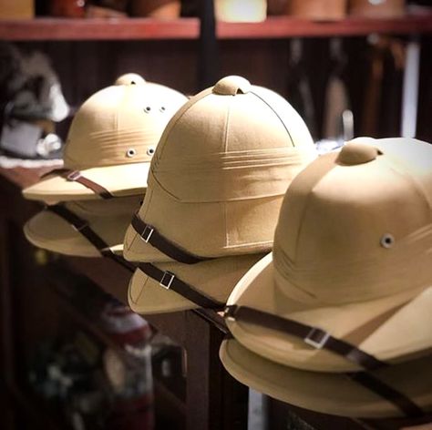 Indiana Jones Movie, Vintage Explorer, City Of Mist, Pith Helmet, Safari Outfits, Tiki Bar Decor, Camp Gear, Hat Aesthetic, Hobby Electronics