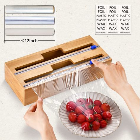 Amazon.com: Fudosa foil and plastic wrap organizer，Tin Foil Cutter,WrapNeat 2 in 1 Wrap Dispenser with Cutter and Labels Compatible with 12" Roll : Office Products Wrap Dispenser, Bamboo Box, Kitchen Drawer Organization, New House - Kitchen, Tin Foil, Drawer Organizers, Plastic Wrap, Aluminum Foil, Office Products