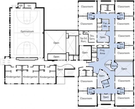 What Architecture Has to Say About Education: Three New Hampshire Schools by HMFH Architects Cool School Buildings, High School Floor Plans Layout, School Plan Architecture, School Architecture Design, School Design Architecture, Classroom Floor Plan, School Building Plans, Elementary School Architecture, Bloxburg School