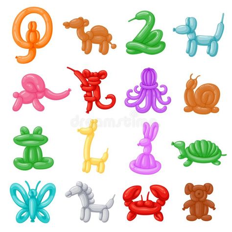 Balloon animals set. Twisted bright cute toys for kid party and festival, balloo #Sponsored , #sponsored, #ADVERTISEMENT, #set, #Balloon, #animals, #Twisted Clown Balloons, Fun Chalk Art, Balloon Toys, Balloon Modelling, Posca Art, Balloon Twisting, Balloon Sculptures, Balloon Dog, Balloon Animals