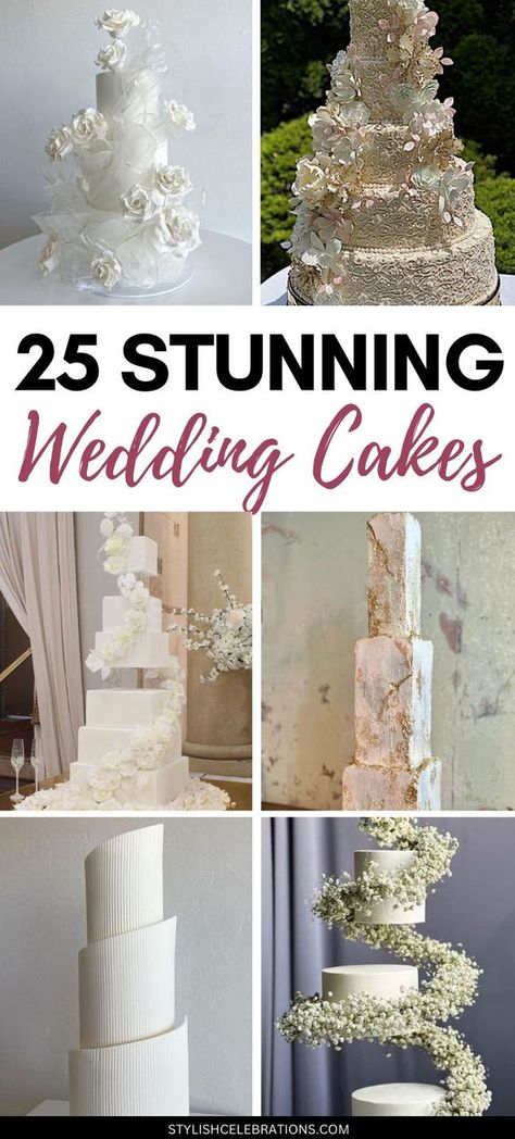 If you're gearing up for your big day, get ready to be wowed by some stunning and elegant wedding cake ideas! From classical cakes to simple cake designs, unique ones and tiered ones Modern Wedding Cakes Unique, Wedding Cake Trends For 2024, Wedding Cakes 2024, Cake Designs Elegant, Scroll Wedding Cake, Glamorous Wedding Cakes, Classy Wedding Cakes, Fountain Wedding Cakes, Wedding Cake Designs Elegant