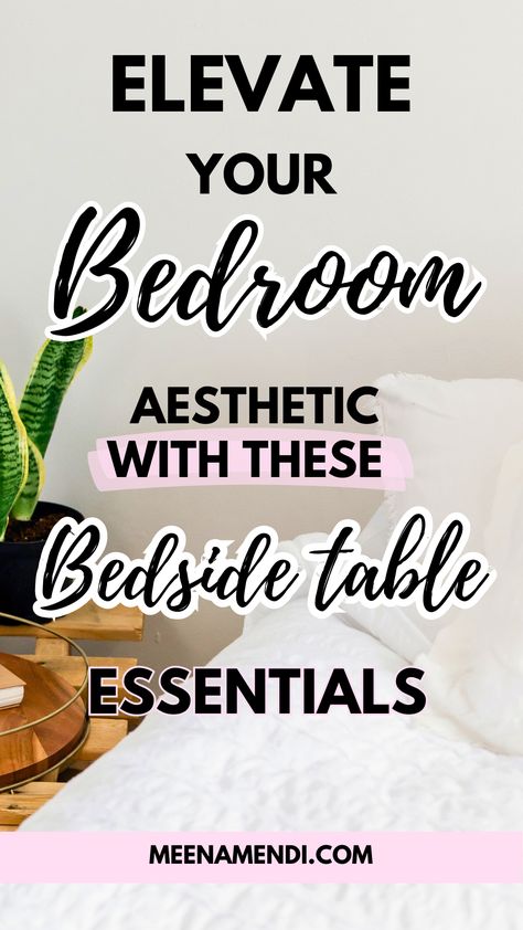 elevate your bedroom aesthetic with these bedside table essentials Bedside Table Essentials, Bedside Table Ideas Aesthetic, Bedside Aesthetic, Night Stand Aesthetic, Bedroom Side Table Decor, Aesthetic Bedside Table, Bedside Table Aesthetic, Bed Side Table Decor, Bedside Table Ideas