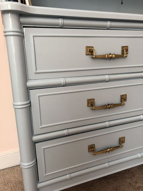 Diy Faux Bamboo Furniture, Faux Bamboo Moulding, Painted Faux Bamboo Furniture, Diy Faux Bamboo Trim, Bamboo Dresser Makeover, Diy Faux Bamboo, Bamboo Moulding, Bamboo Furniture Makeover, Faux Bamboo Furniture