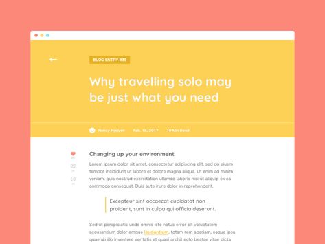 Daily UI #035  A light and clean blog post layout :) Blog Post Web Design, Blog Post Layout Design, Blog Ui Design, Blog Header Design, Web Developer Portfolio, Blog Format, Task App, Web Design Inspiration Layout, Developer Portfolio