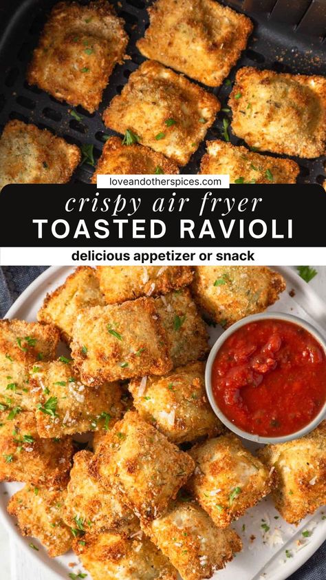 Air Fryer Ravioli Air Fryer Toasted Ravioli, Air Fryer Ravioli, New Air Fryer Recipes, Air Fryer Recipes Snacks, Toasted Ravioli, Air Fryer Ideas, Air Fryer Meals, Air Fried Food, Healthy Version