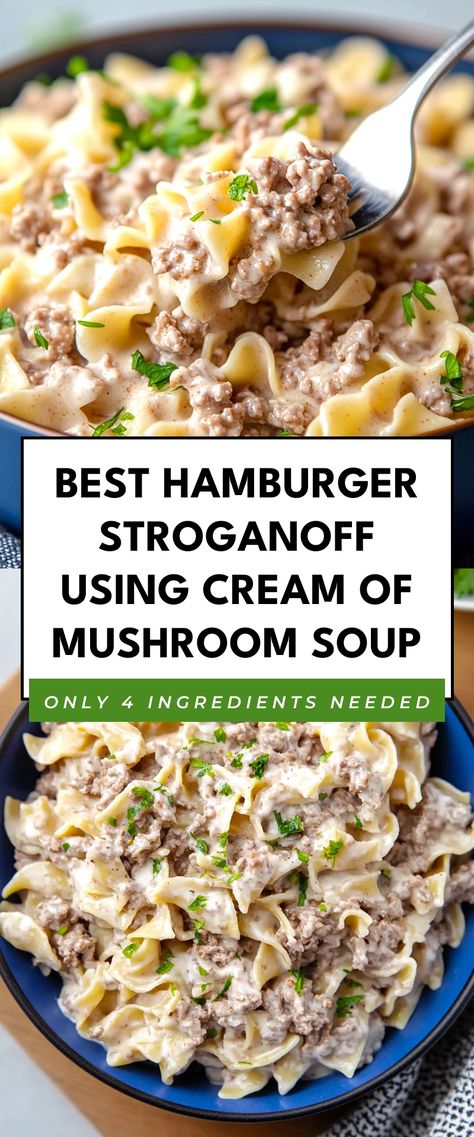 Image for Best Hamburger Stroganoff Using Cream of Mushroom Soup Easy Stroganoff Recipe With Cream Of Mushroom Soup, Ground Beef Stroganoff With Cream Of Mushroom Soup, Beef Stroganoff Cream Of Mushroom Soup, Stroganoff Recipe With Cream Of Mushroom, Ways To Use Cream Of Mushroom Soup, Hamburger And Cream Of Mushroom Soup, Crockpot Recipes Cream Of Mushroom Soup, Hamburger Meat And Mushrooms Recipes, Cream Of Mushroom Soup Ideas