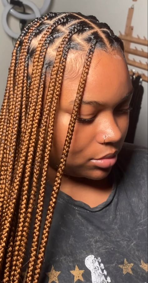 Protective Knotless Braids, Normal Braids For Black Hair, Normal Braids Hairstyles, Hair Styles Knotless Braids, Simple Knotless Braids Hairstyles, Latest Braids Styles 2024, Knottles Braids Styles, Dark Purple Box Braids, Plain Braids