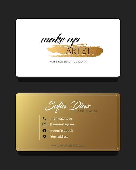 Makeup artist business card template | Premium Vector #Freepik #vector #blank-card #salon-card #beauty-woman #paper-card Makeup Artist Card Design, Business Card For Makeup Artist, Makeup Visiting Cards Design, Business Card Makeup Artist, Makeup Artist Business Card, Business Card Beauty Salon, Makeup Artist Visiting Card, Makeup Artist Logo Ideas, Artist Logo Ideas