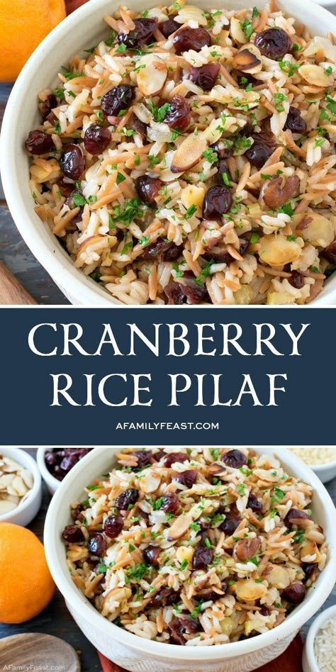 Sweet-tart dried cranberries and fresh orange zest add delicious, bright flavors to our Cranberry Rice Pilaf. #cranberries #ricepilaf Rice Dinners, Cranberry Rice, Easy Rice Pilaf, Rice Pilaf Recipe, Rice Side Dish Recipes, Pilaf Recipes, Rice Risotto, Easy Rice, Rice Side Dishes