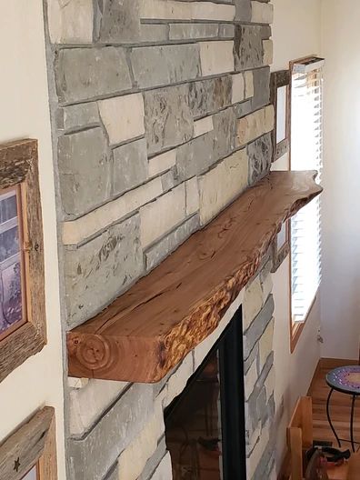 Live Edge Fireplace Mantels | Denver's Most Trusted Live Edge Mantel Ideas, Live Edge Fireplace, Live Edge Fireplace Mantel, Wood Mantle Fireplace, Black Tile Bathrooms, Live Edge Tables, Wooden Mantle, Rustic Fireplace Mantels, Painted Brick Fireplace