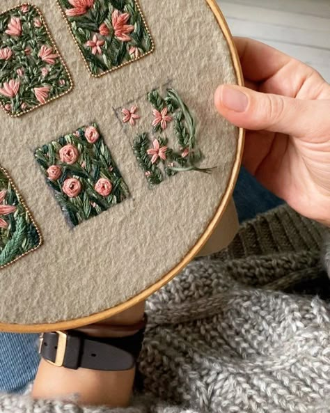 Miniature Embroidery, Stitching Ideas, Floral Patches, Handmade Embroidery Designs, Felt Embroidery, Embroidery Stitch, Pola Sulam, Hand Embroidery Projects, Easy Stitch