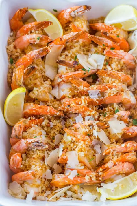 Panko Bread Crumbs Recipe, Cheese Shrimp, Seafood Casserole Recipes, Baked Shrimp Recipes, Bread Crumbs Recipe, Asparagus Recipes Baked, Baked Shrimp Scampi, Cooked Shrimp, Shrimp Scampi Recipe