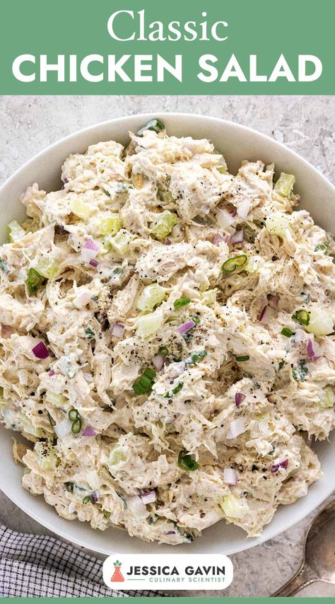 I'm thrilled to share my all-time favorite chicken salad recipe with you. This dish hits all the right notes - it's refreshingly crisp, crunchy, and packed with flavor, thanks to a blend of juicy chicken breast, freshly diced veggies, and a zesty dressing that brings everything together. It's perfect for lunch, dinner, or even a picnic in the park. #chickensalad #healthyfood #lunchideas Pureed Chicken Salad, Chicken Salad Recipe Pickles, Chicken Salad Easy Recipe, Chicken Salad Without Fruit, Chicken Salad Recipe No Fruit, Chicken Salad With Grilled Chicken, Diet Chicken Salad Recipe, Fresh Chicken Salad, Creamy Avocado Chicken Salad