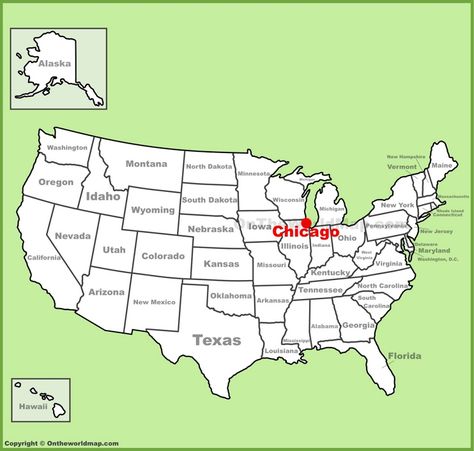 Chicago location on the U.S. Map Grover Underwood, Usa Cities, Tourist Map, County Map, Aspen Colorado, Printable Maps, Map Of New York, Usa States, Usa Map