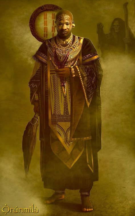 Black God Art, African Fantasy Art, Yoruba Orishas, African Superhero, Africa Culture, Orishas Yoruba, Voodoo Magic, African Mythology, Black God