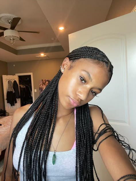 Knottles Box Braids, Simple Black Braids, Straight Braids For Black Women, Single Braids For Black Women, Black Box Braids, Long Box Braids, Braids Ideas, Cute Box Braids Hairstyles, Protective Hairstyles Braids