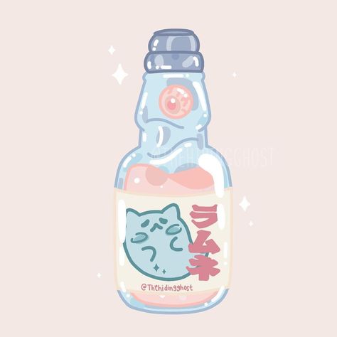 Ramune Illustration, Ramune Drawing, Meyco Art, Ramune Aesthetic, Ramune Drink, Foods Drawing, Food Fanart, Smallbusiness Aesthetic, Poster Moodboard