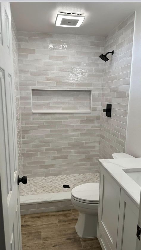 Tiny Home Remodel Ideas, Basic Master Bath Remodel, Shower Remodel Neutral, Farmhouse Shower Remodel Ideas, Remodled Bathrooms Ideas, Tiled Small Shower Ideas, Shower Stall Tile Ideas Walk In, Prefabricated Showers Bathroom, Bathroom Small Shower Ideas