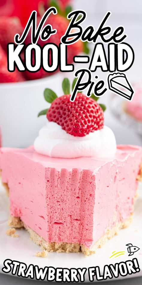 Whip up our Kool-Aid pie when you are looking for a light and creamy treat full of sweet fruit flavors. No Bake Kool Aid Pie, Koolaid Pie Recipes, Whipped Koolaid, Kool Aid Pie Recipe, Kool Aid Pie, Kool Aid Flavors, Cool Whip Desserts, Creamy Pie, Strawberry Things