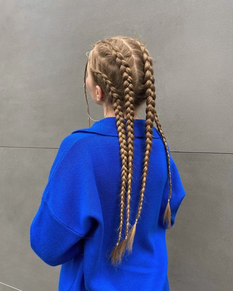 Three French Braids, Two Braid Styles, Slavic Braids, Four Braids Hairstyles, Four Braids, Top Hair Styles, Loose Braid Hairstyles, Bandana Hairstyles For Long Hair, Pinterest Hairstyles