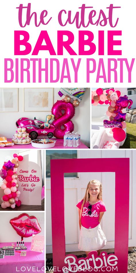 Cute DIY Barbie birthday party ideas for kids. Barbie You Can Be Anything Party, Barbie Birthday Party Simple, Barbie Party Birthday, Barbie Birthday For Kids, Barbie Birthday Diy Decorations, Barbie Dreamhouse Birthday Party, Barbie 6th Birthday Party Ideas, Vintage Barbie Birthday Party, Barbie Party Ideas Birthdays Kids