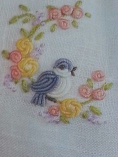 Bird Embroidery Pattern, Bullion Embroidery, Brazilian Embroidery Stitches, Sulaman Pita, Pola Kristik, Pola Sulam, Bird Embroidery, Brazilian Embroidery, Heirloom Sewing