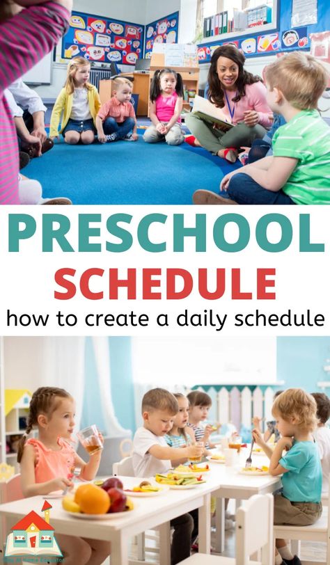 Here are tips from a veteran teacher about how to create a daily preschool schedule! We include a sample schedule and a schedule template to help you create your own. It's perfect for creating a daily preschool schedule at home, or for teachers creating one for the classroom. Preschool Schedule At Home, Preschool Homeschool Schedule, Homeschool Preschool Schedule, Homeschooling Schedule, Nursery Hacks, Preschool Schedule, New Mom Tips, Newborn Tips, Baby On A Budget