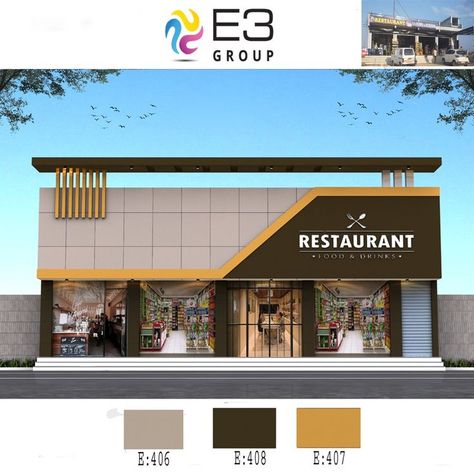 façade elevation designs Acp Sheet Exterior, Acp Exterior Design, Commercial Design Exterior, Small House Design Exterior, Front Elevation Designs, Amritsar, Design Exterior, Front Elevation, Facade Design