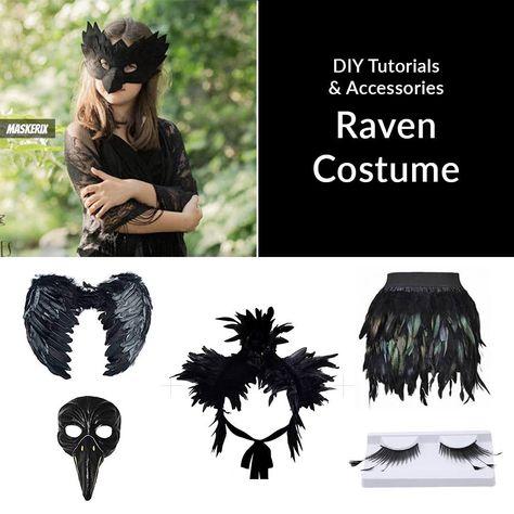 Womens Raven Costume, Raven Bird Halloween Costume, Crow Queen Costume, Diy Crow Costume, Crow Costume Womens, Raven Costume Diy, Diy Raven Costume, Raven Bird Costume, Raven Costume Halloween