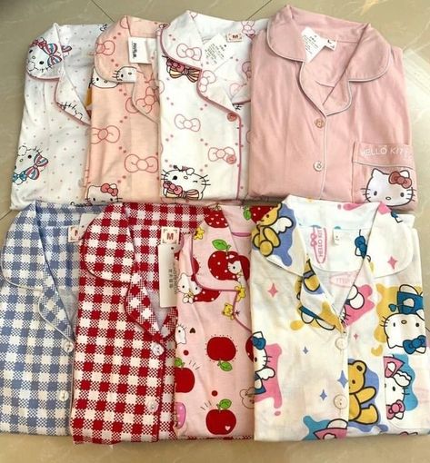 Night Pajama, Cute Pjs, Images Kawaii, Pajama Fashion, Cute Sleepwear, Cute Pajama Sets, Hello Kit, Type Style, Kawaii Fashion Outfits