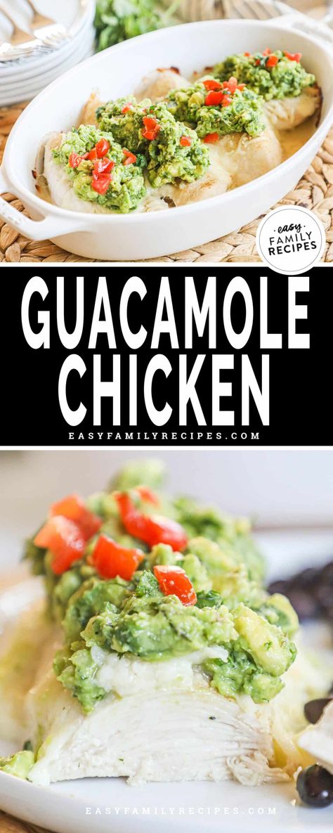 Guacamole Chicken · Easy Family Recipes Cheap Meals For Large Families, Easy Delicious Chicken Recipes, Meals For Large Families, Guacamole Chicken, Creamy Guacamole, Spicy Guacamole, Chicken Melts, Mexican Side Dishes, Game Fowl