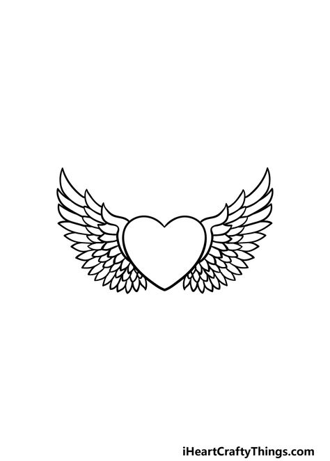 Heart With Wings Drawing, Finger Painting Ideas, Wings Video, Drawing Y2k, Draw A Heart, Hearts With Wings, Angel Tattoo For Women, Fly Drawing, Heart Drawings