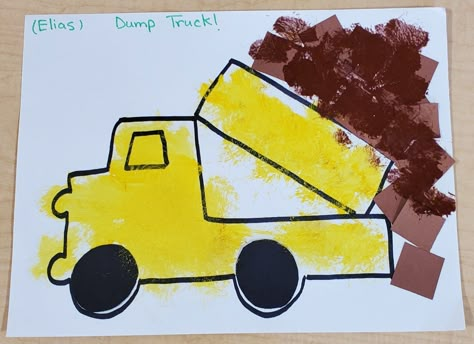 Under Construction Crafts For Kids, Dump Truck Art Preschool, D Is For Dump Truck Craft, Construction Infant Crafts, Dump Truck Preschool Craft, Goodnight Construction Site Activities, Goodnight Goodnight Construction Site Activities, Good Night Good Night Construction Site Activities, Construction Truck Crafts Preschool