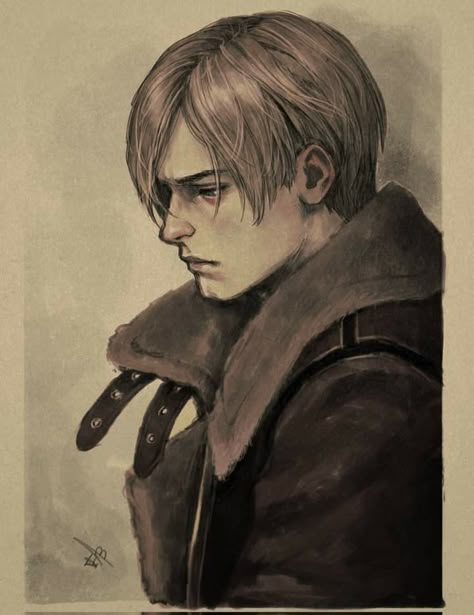 Art Codes Berry Ave, Resident Evil 4 Characters, Leon Re2 Original, Leon Drawing Resident Evil, Leon Fanart Resident Evil, Semi Realism Art Style, Resident Evil Drawing, Resident Evil Video Game, My Life Is Boring