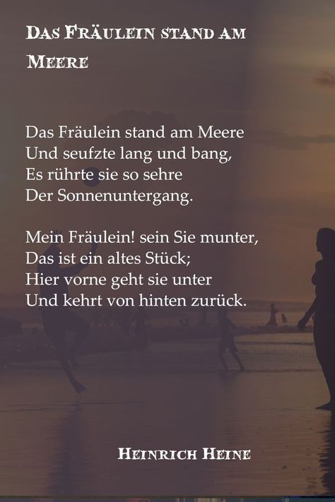 Gedicht von Heinrich Heine. Heine macht sich hier lustig über die gefühlsbetonte Romantik. Wise Words, Poetry, Writing, Quotes