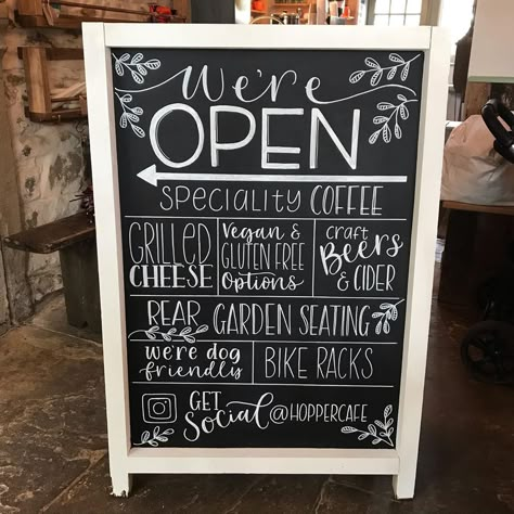 Chalkboard Cafe Menu Ideas, Cafe Chalkboard Menu Ideas, Restaurant Board Design, Cafe Board Design, Cute Chalkboard Ideas, Restaurant Chalkboard Ideas, Restaurant Signage Design, Coffee Shop Chalkboard, Chalk Art Coffee